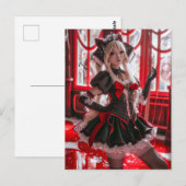 Fantasy Gothic Maid mit Kawaii Style Postkarte (Vorne/Hinten)