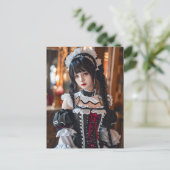 Fantasy Gothic Maid mit Kawaii Style Postkarte (Stehend Vorderseite)