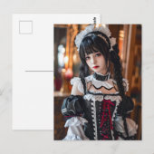Fantasy Gothic Maid mit Kawaii Style Postkarte (Vorne/Hinten)