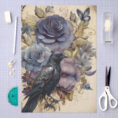 Fantasy Gothic Raven & Florals Seidenpapier (Handwerk)