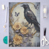 Fantasy Gothic Raven & Florals Seidenpapier (Handwerk)