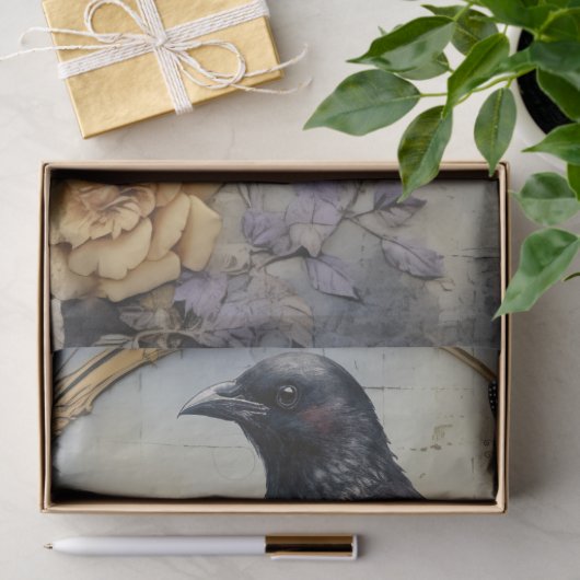 Fantasy Gothic Raven & Florals Seidenpapier (Geschenk)