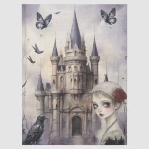 Fantasy Gothic Raven & Girl Seidenpapier