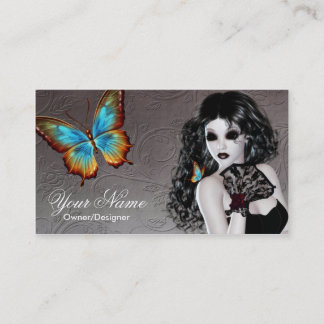 Fantasy Gothic White Butterfly Frauenkarte Visitenkarte