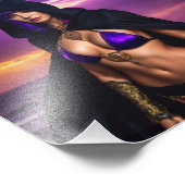Fantasy Gothlock Babe in Cloak Sunset Fotodruck (Ecke)