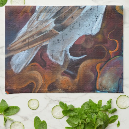 Fantasy Graffiti Snowy Owl Geschirrtuch (Gefaltet)