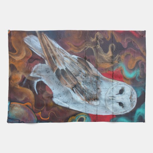 Fantasy Graffiti Snowy Owl Geschirrtuch (Horizontal)