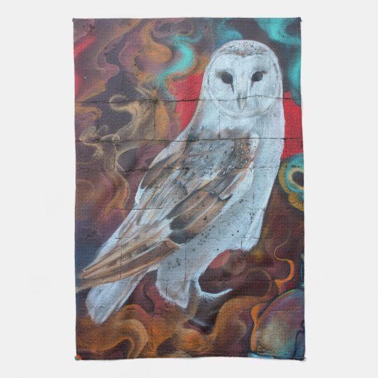Fantasy Graffiti Snowy Owl Geschirrtuch (Vertikal)