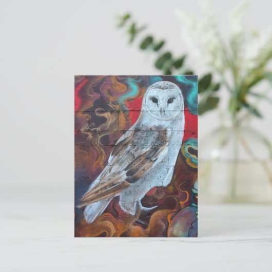 Fantasy Graffiti Snowy Owl Postkarte (Stehend Vorderseite)