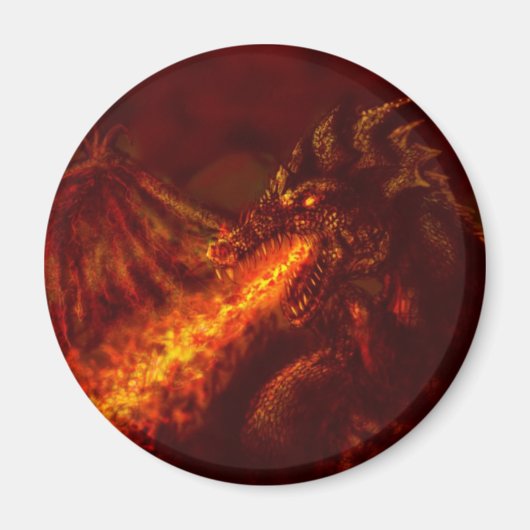 Fantasy Great Red Dragon Atemfeuer Magnet (Vorne)