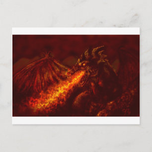 Fantasy Great Red Dragon Atemfeuer Postkarte