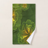 Fantasy Green Yellow Fraktal Blume Badhandtuch Set (Handtuch)