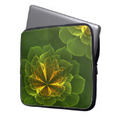 Fantasy Green Yellow Fraktal Blume Laptopschutzhülle (Vorderseite Links)