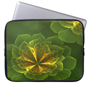 Fantasy Green Yellow Fraktal Blume Laptopschutzhülle