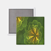 Fantasy Green Yellow Fraktal Blume Magnet (Vorderseite/Rückseite)