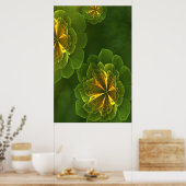 Fantasy Green Yellow Fraktal Blume Poster (Küche)