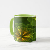 Fantasy Green Yellow Fraktal Blume Tasse (Vorderseite Links)