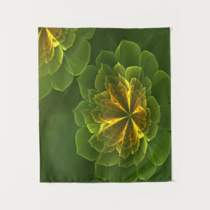 Fantasy Green Yellow Fraktal Blume Wandteppich