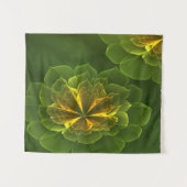 Fantasy Green Yellow Fraktal Blume Wandteppich (Vorderseite (Horizontal))