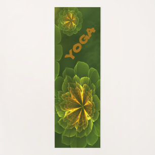 Fantasy Green Yellow Fraktal Blume Yogamatte