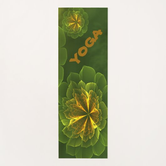 Fantasy Green Yellow Fraktal Blume Yogamatte (Vorderseite)