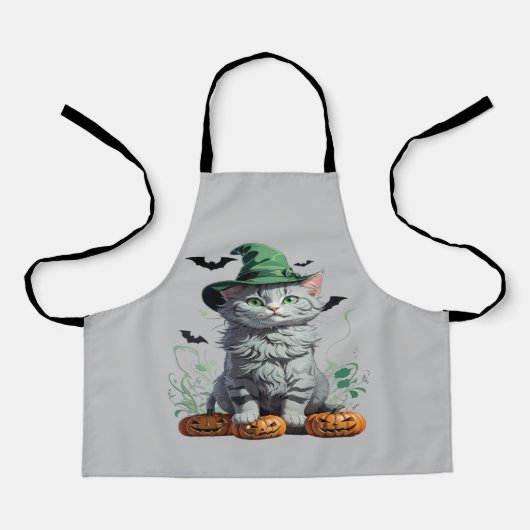 Fantasy Halloween-Kürbis-Kätzchen Schürze (Vorderseite)