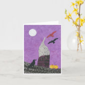 Fantasy Halloween oder Samhain Card, House, Crows Karte (Gelbe Blume)