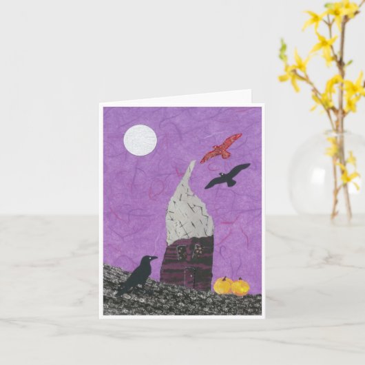 Fantasy Halloween oder Samhain Card, House, Crows Karte (Gelbe Blume)