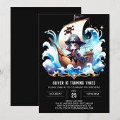 Fantasy Happy Pirate Birthday Einladung (Vorne/Hinten)