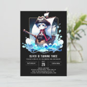 Fantasy Happy Pirate Birthday Einladung (Stehend Vorderseite)