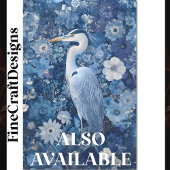 Fantasy Heron Bird with Blue Flowers BV5 Decoupage Seidenpapier