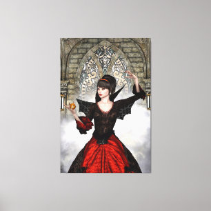 Fantasy-Hexe - mittelalterliche Halloween-Burgkuns Leinwanddruck