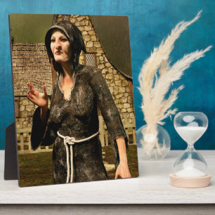 Fantasy-Hexe mittelalterliches Dorf Halloween Fotoplatte