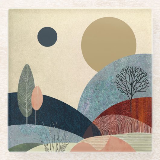 Fantasy Hills Landschaft Glasuntersetzer (Vorderseite)