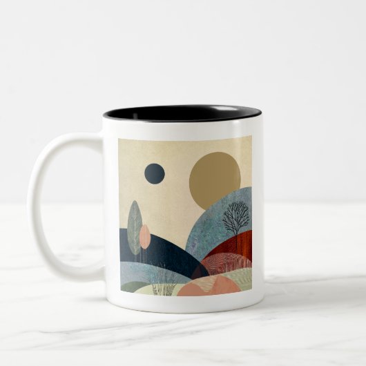 Fantasy Hills Landschaft Zweifarbige Tasse (Links)