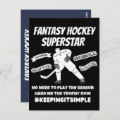 Fantasy Hockey Superstar behalte einfach Postkarte (Vorne/Hinten)