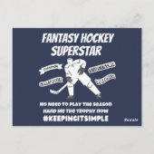 Fantasy Hockey Superstar behalte einfach Postkarte (Rückseite)