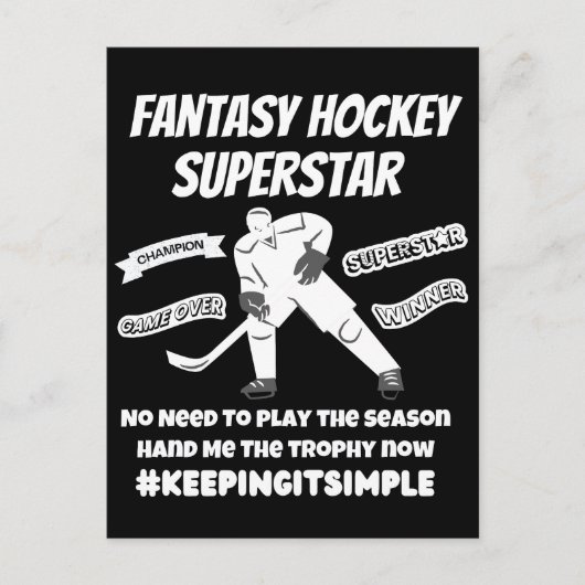 Fantasy Hockey Superstar behalte einfach Postkarte (Vorderseite)