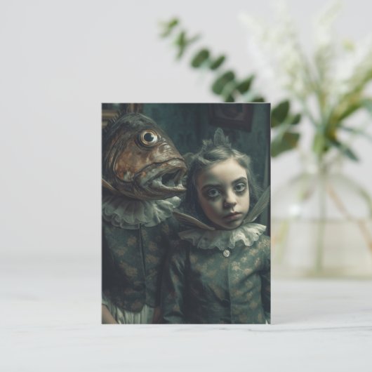 Fantasy Horror Fish Twins Postkarte (Stehend Vorderseite)