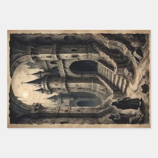 Fantasy Horror mittelalterliche Burg und Königin Geschenkpapier Set (Vorderseite 3)