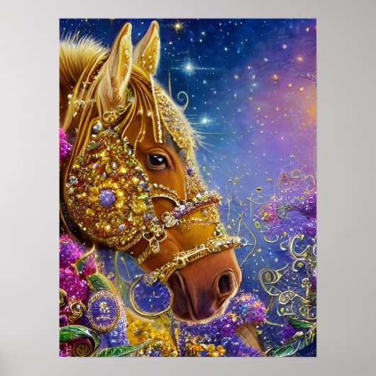 Fantasy Horse mit Edelsteinen und Juwelen Poster (Vorne)