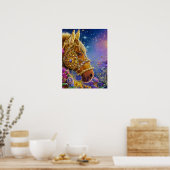 Fantasy Horse mit Edelsteinen und Juwelen Poster (Küche)