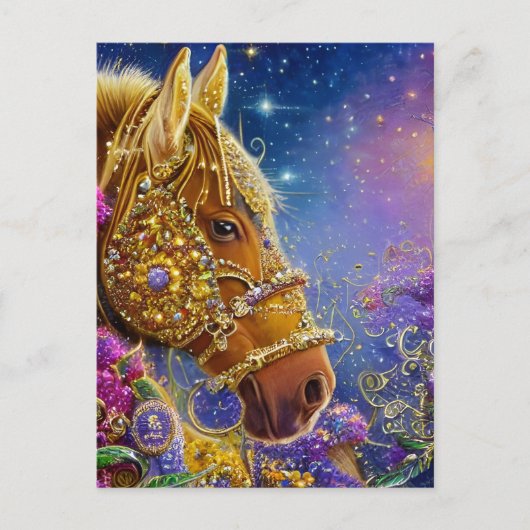 Fantasy Horse mit Edelsteinen und Juwelen Postkart Postkarte (Vorderseite)