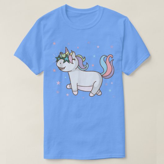 Fantasy Horse Unicorn mit Star Glasses T-Shirt (Design vorne)