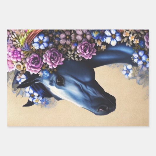 Fantasy Horses Decoupage Collage Wrapping Paper Geschenkpapier Set (Vorderseite 2)