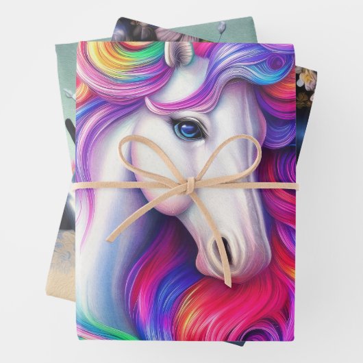 Fantasy Horses Decoupage Collage Wrapping Paper Geschenkpapier Set (Beispiel)
