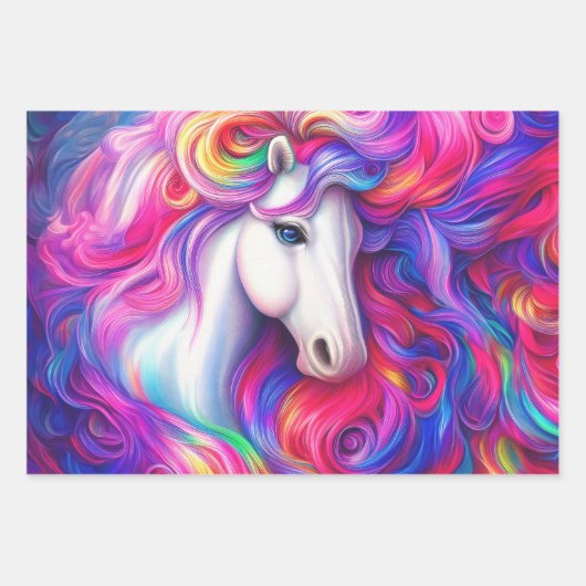 Fantasy Horses Decoupage Collage Wrapping Paper Geschenkpapier Set (Vorderseite)