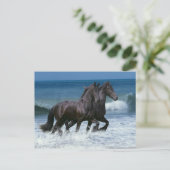 Fantasy Horses: Friesians & Sea Postkarte (Stehend Vorderseite)