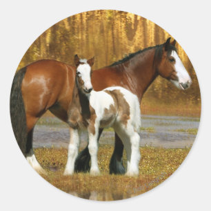 Fantasy Horses: Mare & Foal Runder Aufkleber