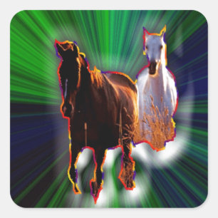 Fantasy Horses Quadratischer Aufkleber